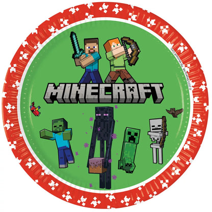 Pratos de papel Minecraft Green (8 unidades)
