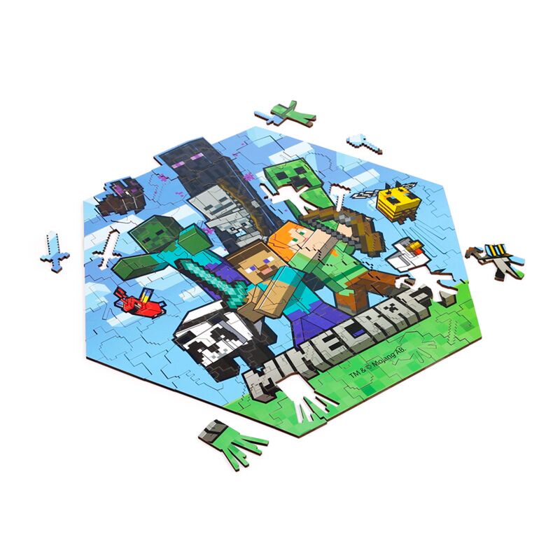 Puzzle madeira com 130 peças forma Minecraft Creeper