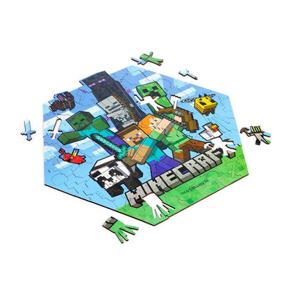 Puzzle madeira com 130 peças forma Minecraft Creeper