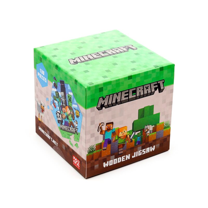 Puzzle madeira com 130 peças forma Minecraft Creeper