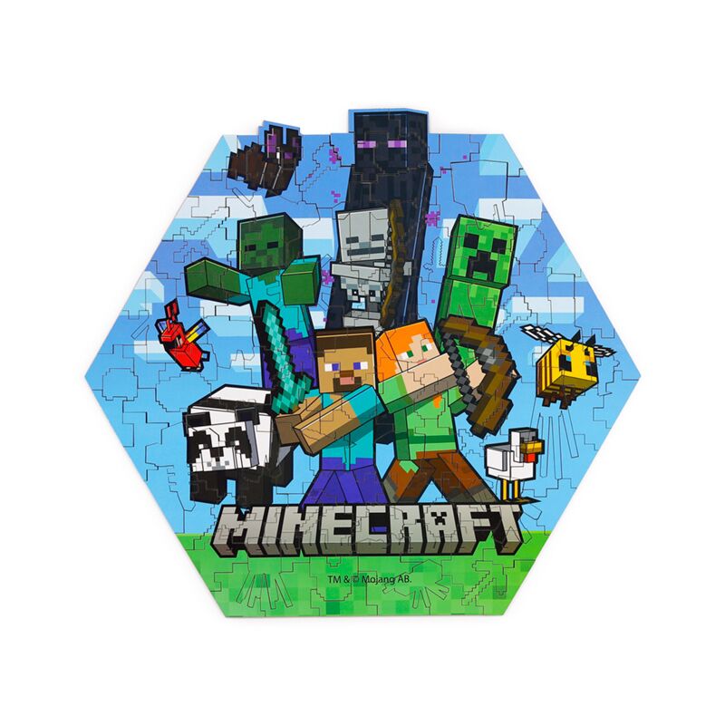 Puzzle madeira com 130 peças forma Minecraft Creeper