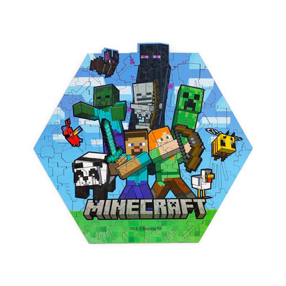 Puzzle madeira com 130 peças forma Minecraft Creeper