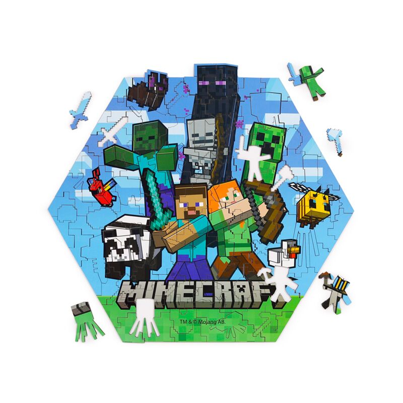 Puzzle madeira com 130 peças forma Minecraft Creeper