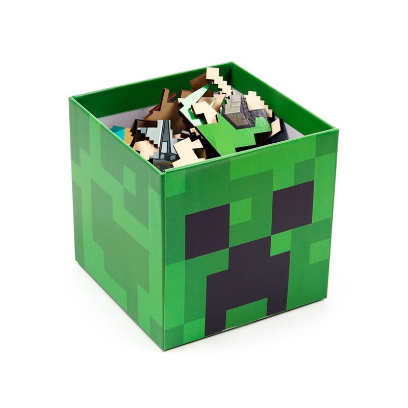 Puzzle madeira com 130 peças forma Minecraft Creeper