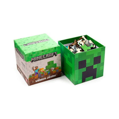 Puzzle madeira com 130 peças forma Minecraft Creeper