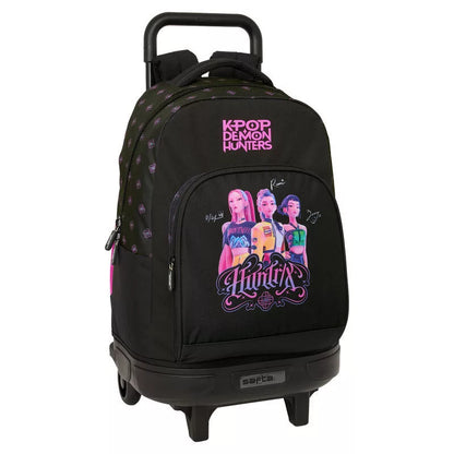 Mochila Trolley Escolar Premium K-pop Demon Hunters Negra 45 cm