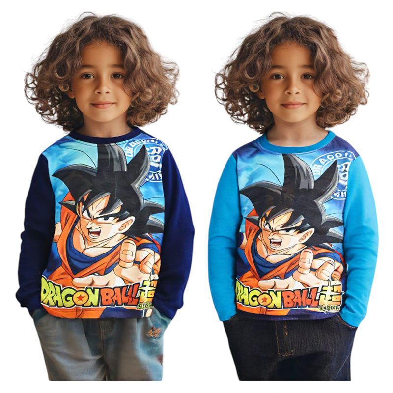 T-shirt manga comprida Dragon Ball azul/azul claro - BONECADA