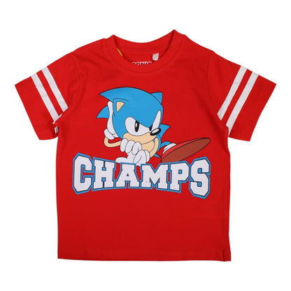 T-shirt manga curta Sonic azul/vermelho - BONECADA
