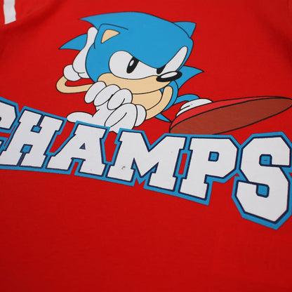 T-shirt manga curta Sonic azul/vermelho - BONECADA