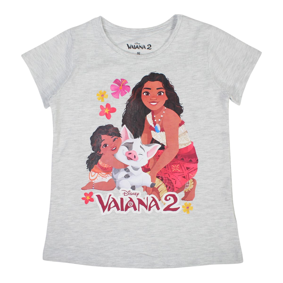 T-shirt manga curta Vaiana salmão/cinzento - BONECADA