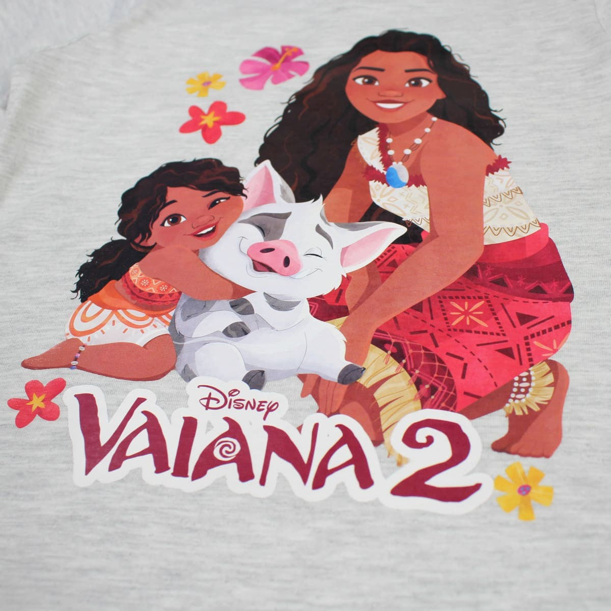 T-shirt manga curta Vaiana salmão/cinzento - BONECADA