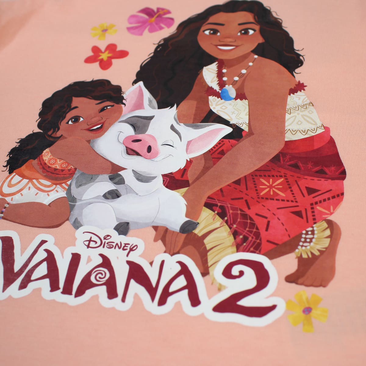 T-shirt manga curta Vaiana salmão/cinzento - BONECADA