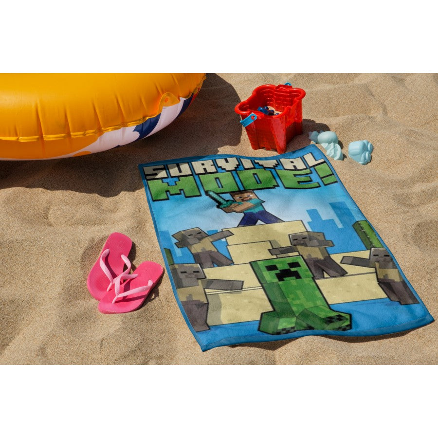 Toalha de praia microfibra Minecraft Survival Mode