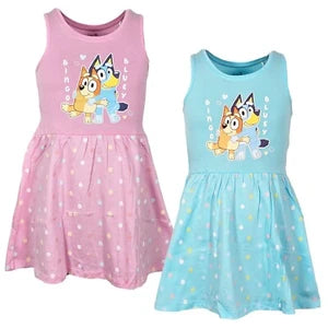 Vestido Bluey 2-6 anos Rosa/Azul - BONECADA