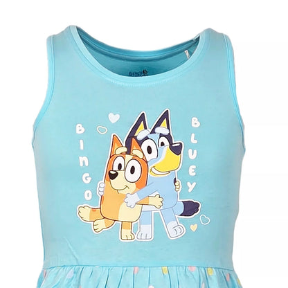 Vestido Bluey 2-6 anos Rosa/Azul - BONECADA