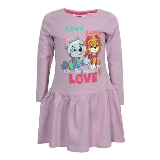 Vestido manga comprida Patrulha Pata Live Laugh Love (2-6 anos)