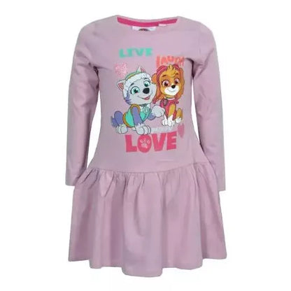Vestido manga comprida Patrulha Pata Live Laugh Love (2-6 anos)