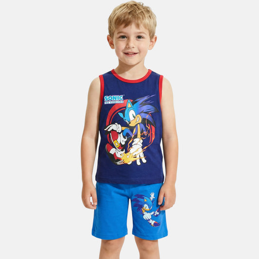 Conjunto T-Shirt e Calções Sonic sem mangas