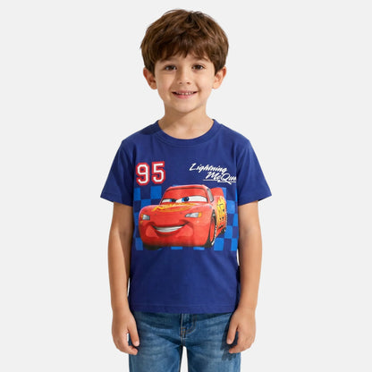 T-Shirt Manga Curta Cars Lightning McQueen azul/vermelho