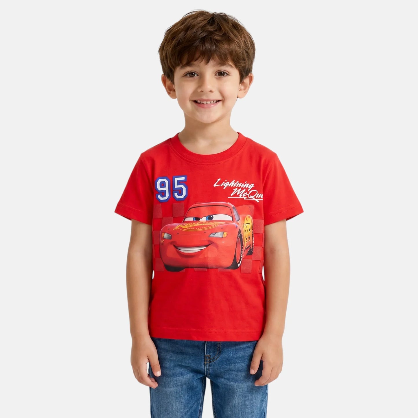 T-Shirt Manga Curta Cars Lightning McQueen azul/vermelho