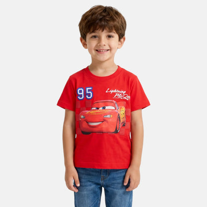 T-Shirt Manga Curta Cars Lightning McQueen azul/vermelho