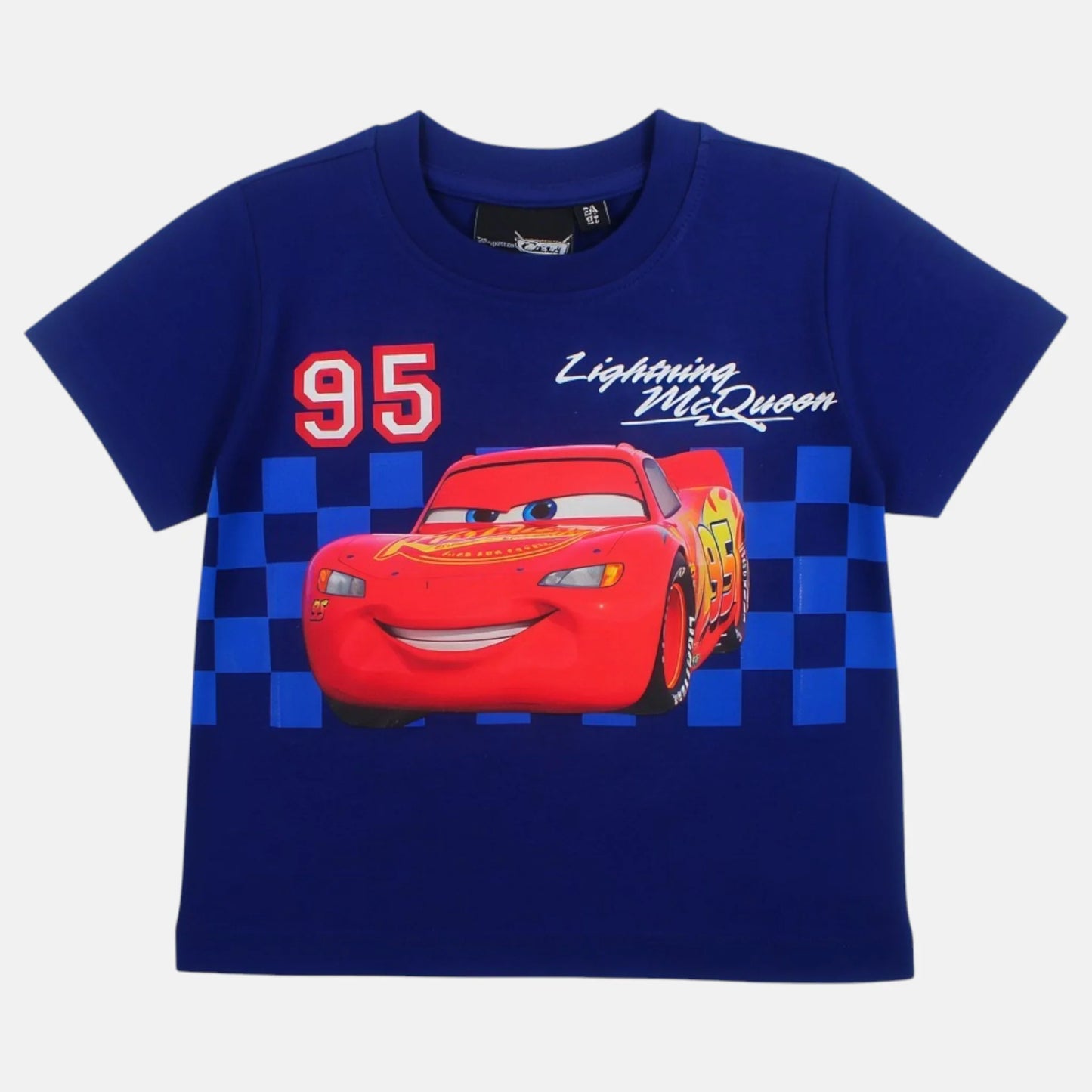 T-Shirt Manga Curta Cars Lightning McQueen azul/vermelho
