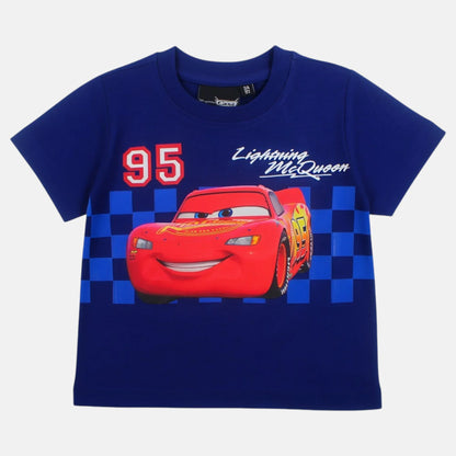 T-Shirt Manga Curta Cars Lightning McQueen azul/vermelho