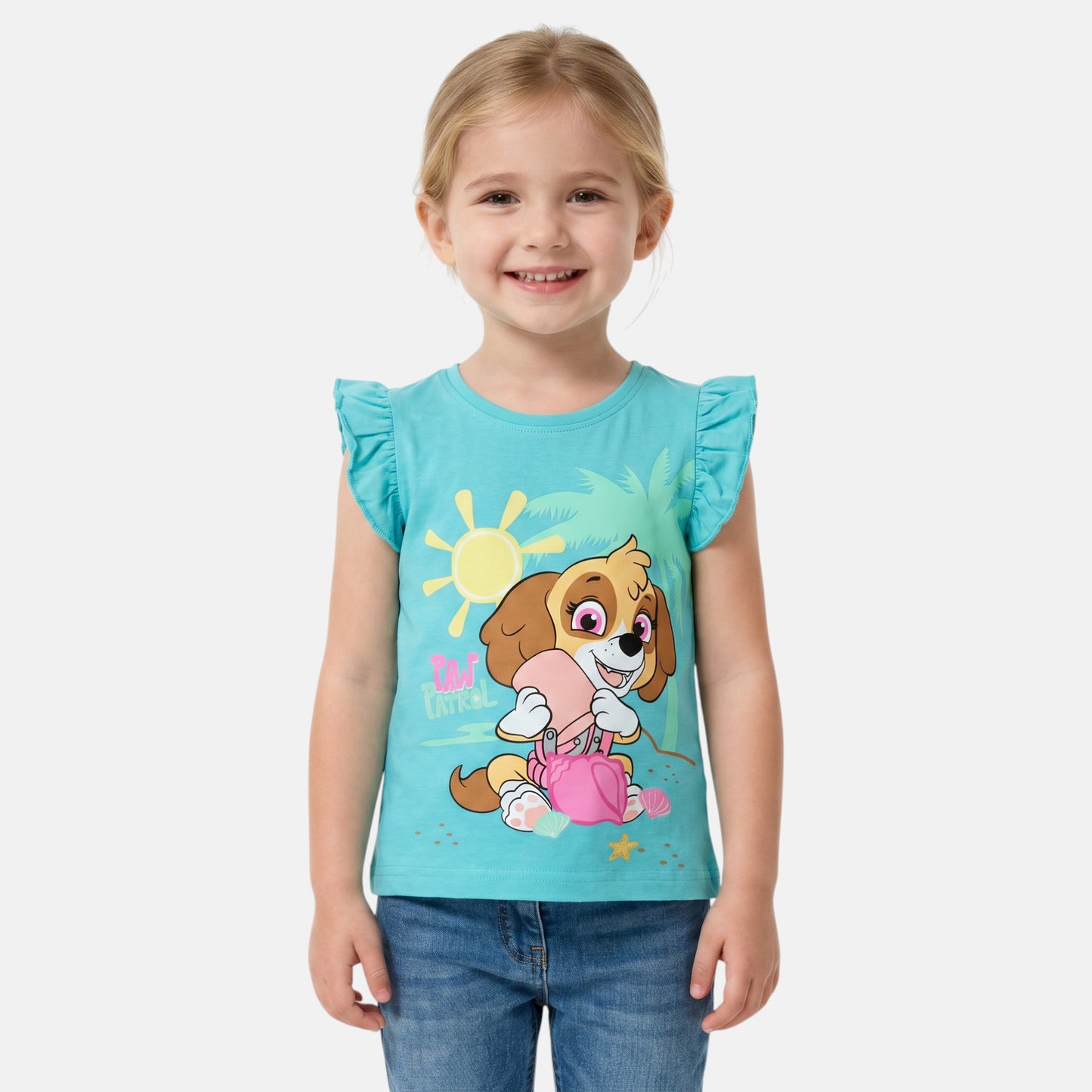T-shirt manga curta Patrulha Pata Skye Beach